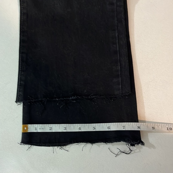 NWT Risen jeans high-waist black straight leg jeans black frayed hem - Picture 11 of 14